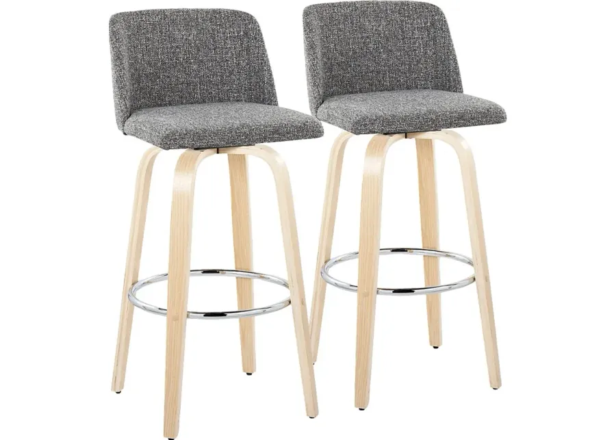 Wymering XVII Gray Swivel Barstool, Set of 2-Gray