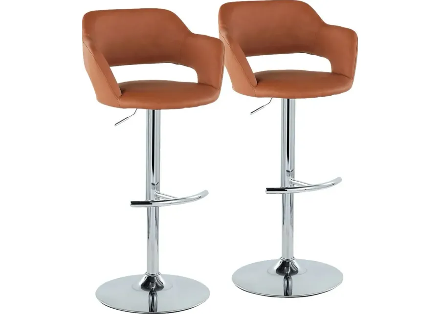 Toune Brown Adjustable Swivel Barstool, Set of 2-Brown