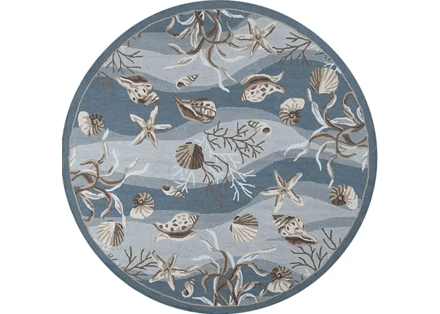 Under the Sea Adventures Blue 7'6 Round Rug-Seafoam