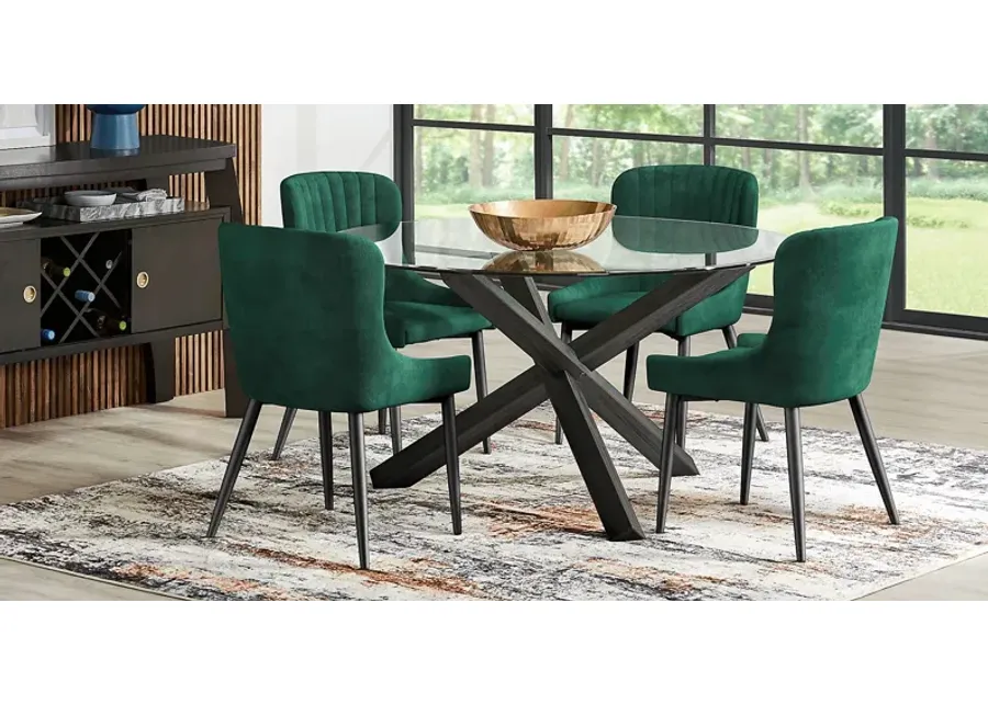 Hollybrooke Black 5 Pc Round Dining Room with Emerald Chairs 1 34251-hollybrooke-black-5-pc-round-dining-room-with-emerald-chairs-1.webp