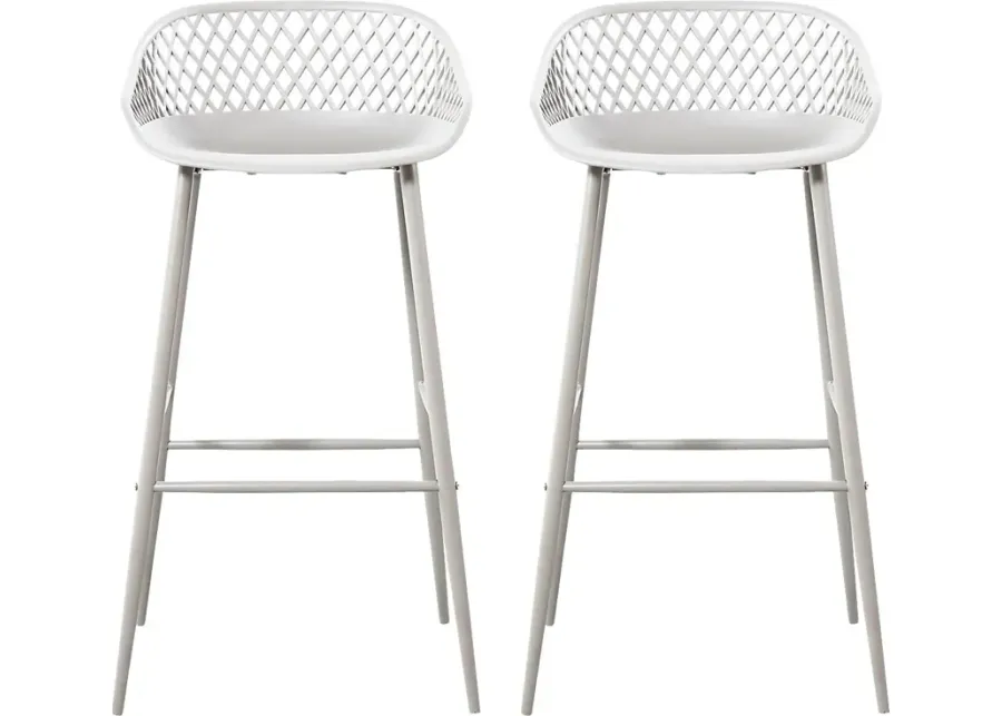 Belcross White Outdoor Barstool, Set of 2-White
