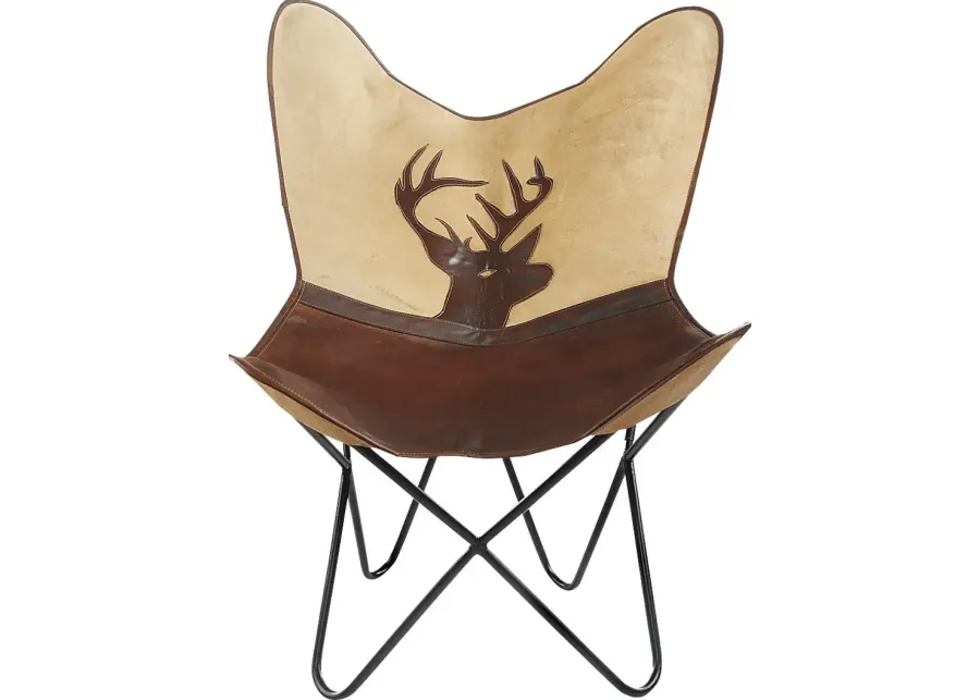 Neillia Brown/Ivory Accent Chair-Brown, Ivory