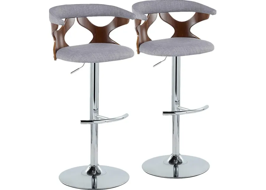 Wyndmoor IX Gray Adjustable Barstool, Set of 2-Gray