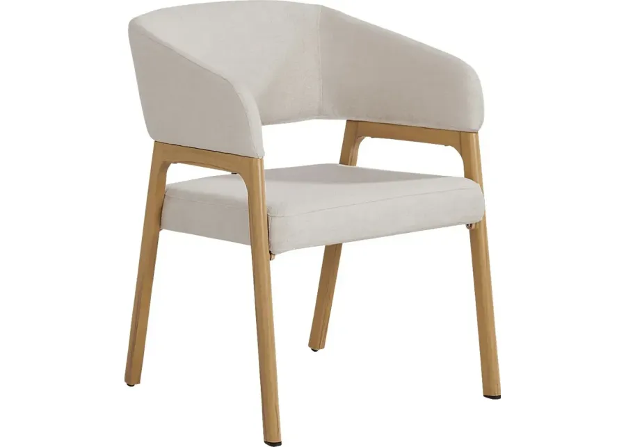 Logen Natural Outdoor Arm Chair with Beige Cushions-22.83
