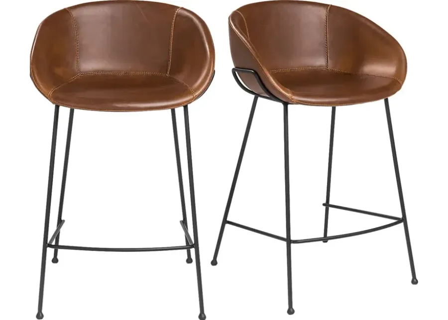 Choupique Dark Brown Counter Stool, Set of 2-Dark Brown