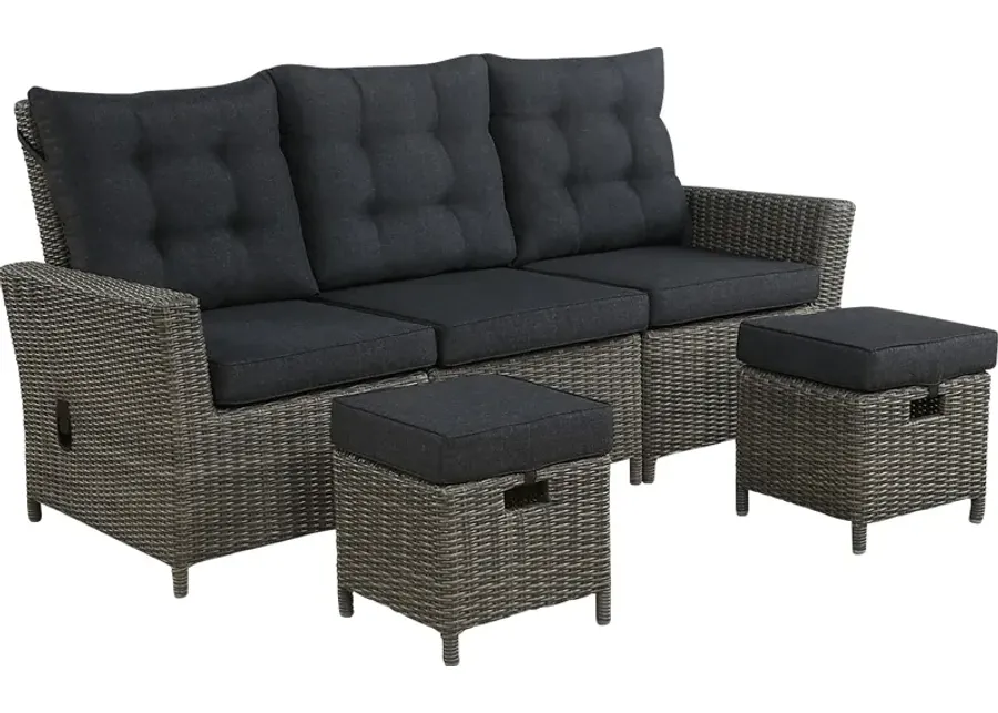 Gilleland Gray 3 Pc Outdoor Seating Set-Gray