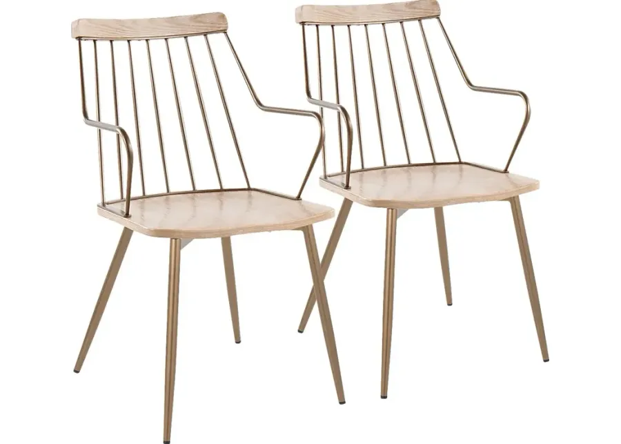 Hundley White Arm Chair, Set of 2-White