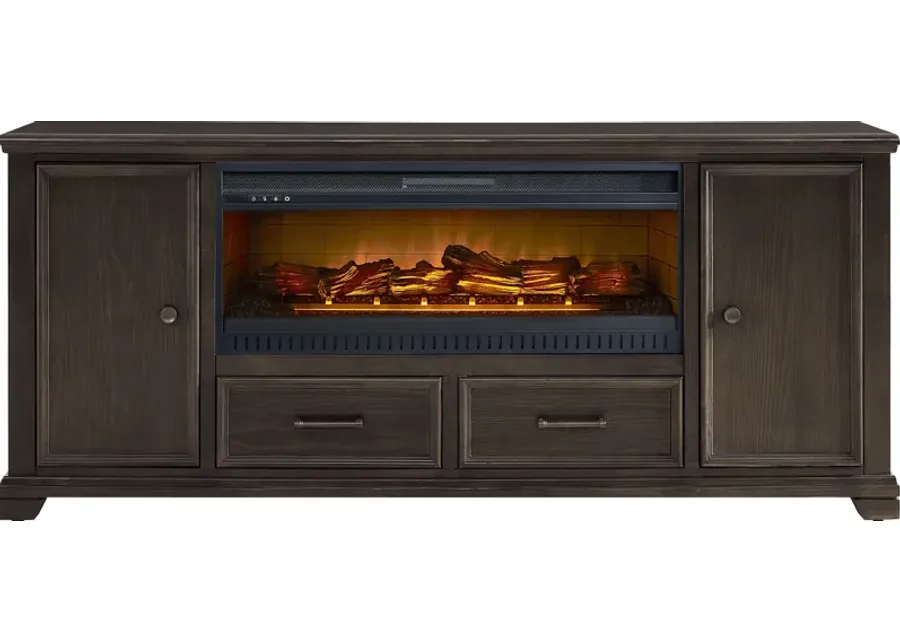 Canyon River Java 81 in. Console with Electric Log Fireplace