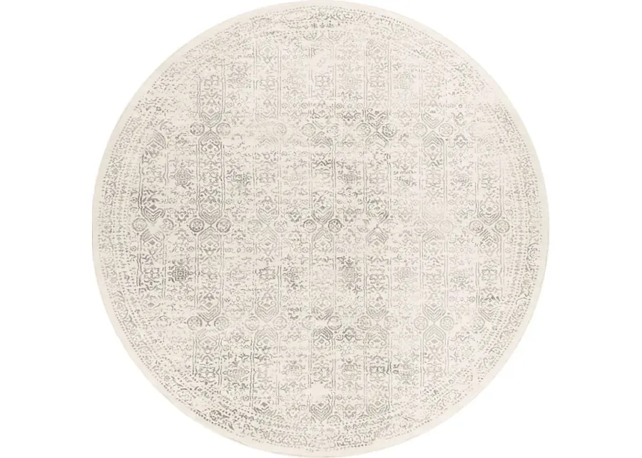 Shinnwood III Cream 7'10 Round Rug-Cream, Gray