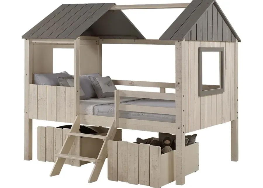 Bungalow Dreams Beige Full Jr. Loft Bed with 2 Beige Storage Drawers-Beige