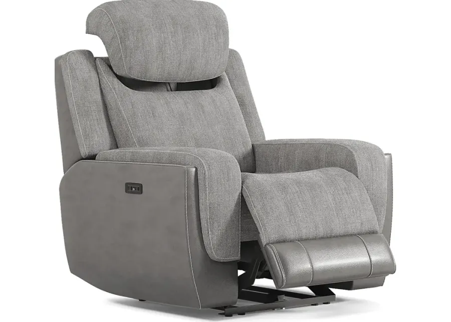 State Street Gray Dual Power Recliner-39