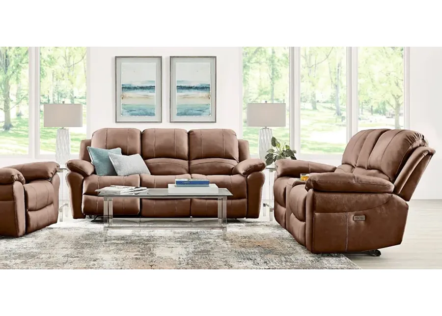 Vercelli Way Brown Leather 7 Pc Power Reclining Living Room with Reclining Sofa