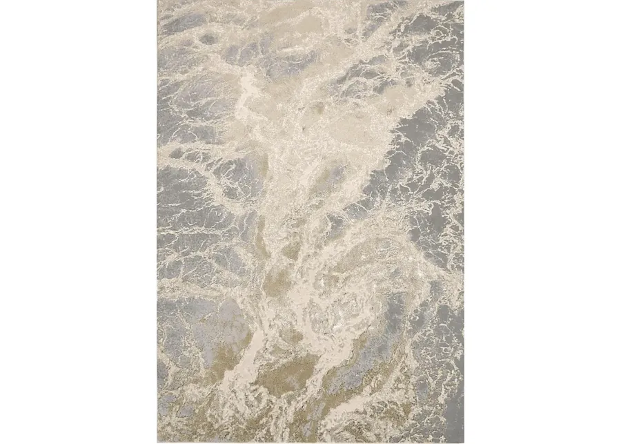 Fairsea Ivory 5' x 8' Rug-Ivory, Gold, Silver