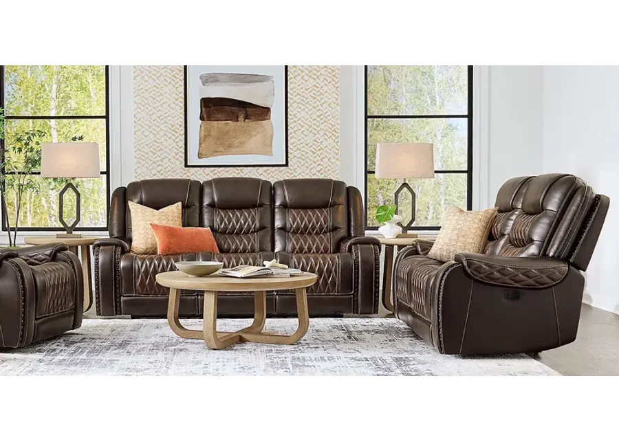 Marquee Brown 2 Pc Leather Triple Power Living Room with Reclining Loveseat