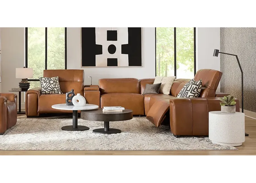 Huntington Saddle Leather 10 Pc Dual Power Sectional Living Room