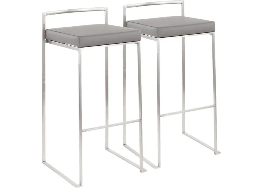 Birdlake IV Gray Barstool, Set of 2-Gray