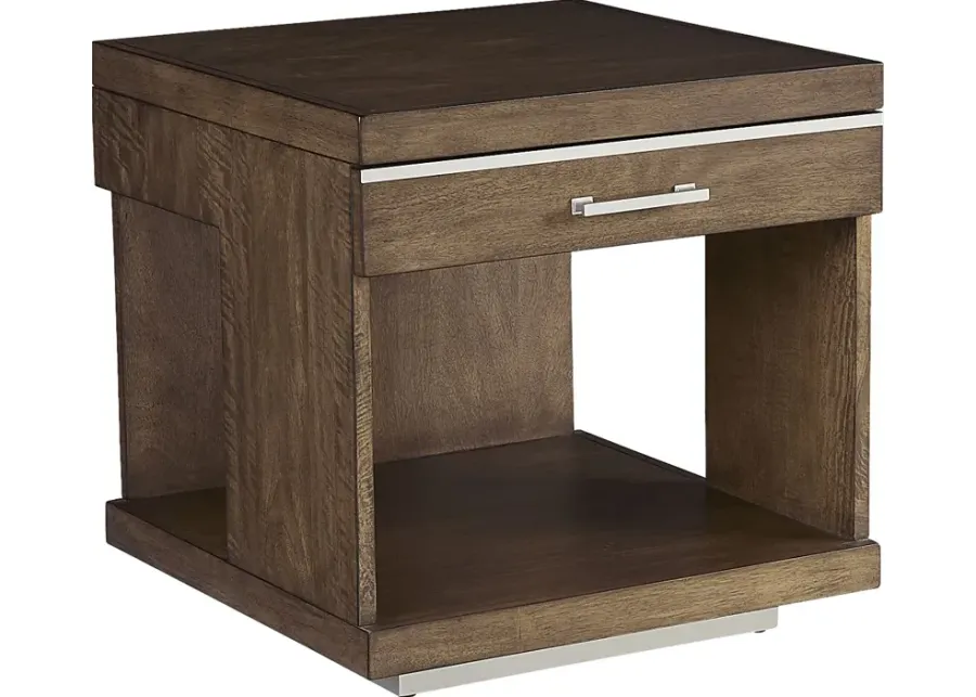 Ledura Brown End Table-Brown