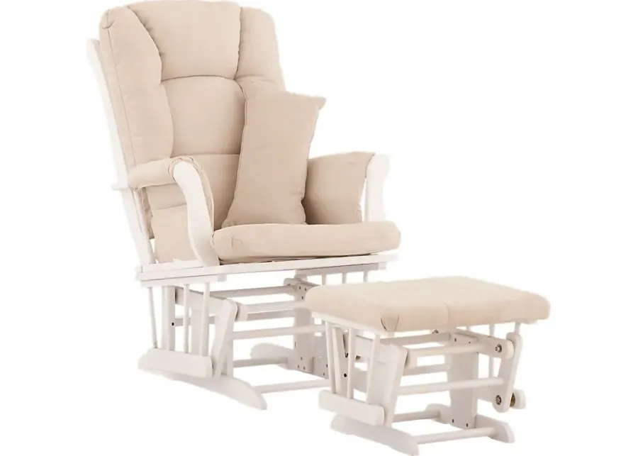 Nursery Stork Craft Tuscany Glider and Ottoman - White/Beige-Beige-White