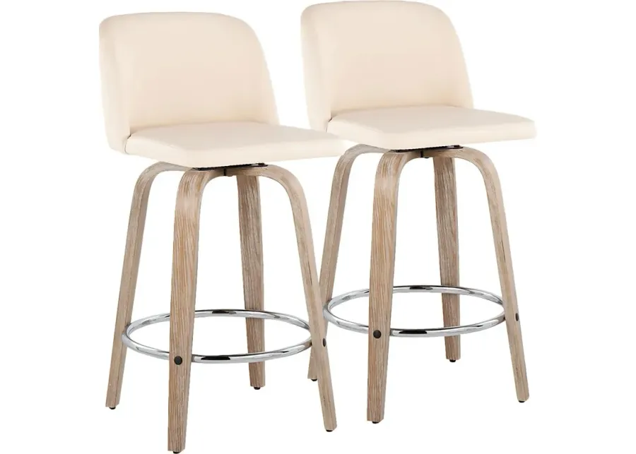 Wymering XII Cream Swivel Counter Height Stool, Set of 2-Cream