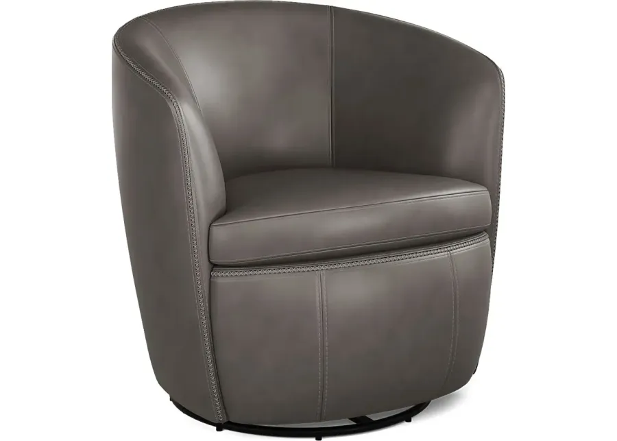 Damascus Gray Leather Swivel Chair-30