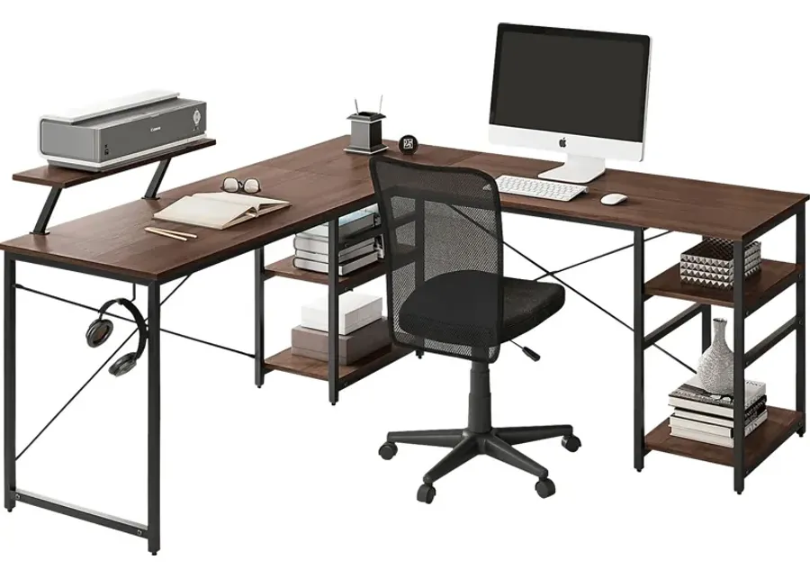 Kinigar Walnut Storage Desk-Walnut