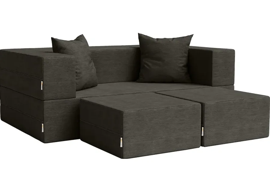 Kids Alfy Charcoal Loveseat and Ottomans, Set of 3-Charcoal 1 35341-kids-alfy-charcoal-loveseat-and-ottomans-set-of-3-charcoal-1.webp