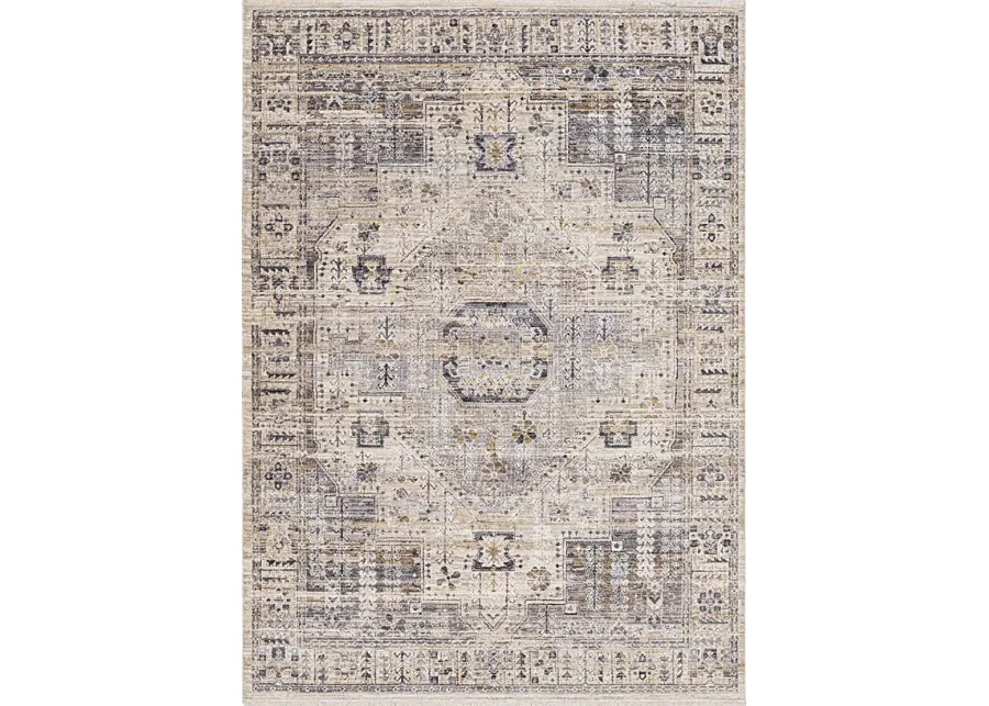 Loine Beige 5' x 7'9 Rug-Ivory, Tan, Medium Gray, Beige, Deep Teal