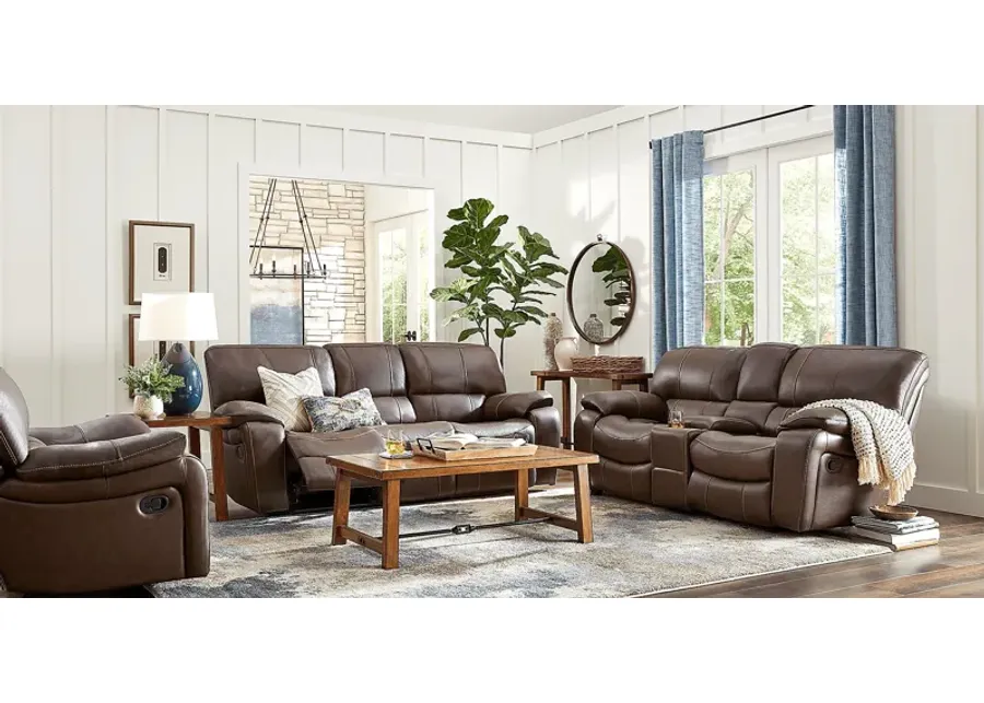 San Gabriel Brown Leather 2 Pc Reclining Living Room
