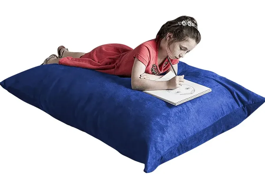 Kids Kiri Blue Small Bean Bag Chair and Floor Pillow-Blue