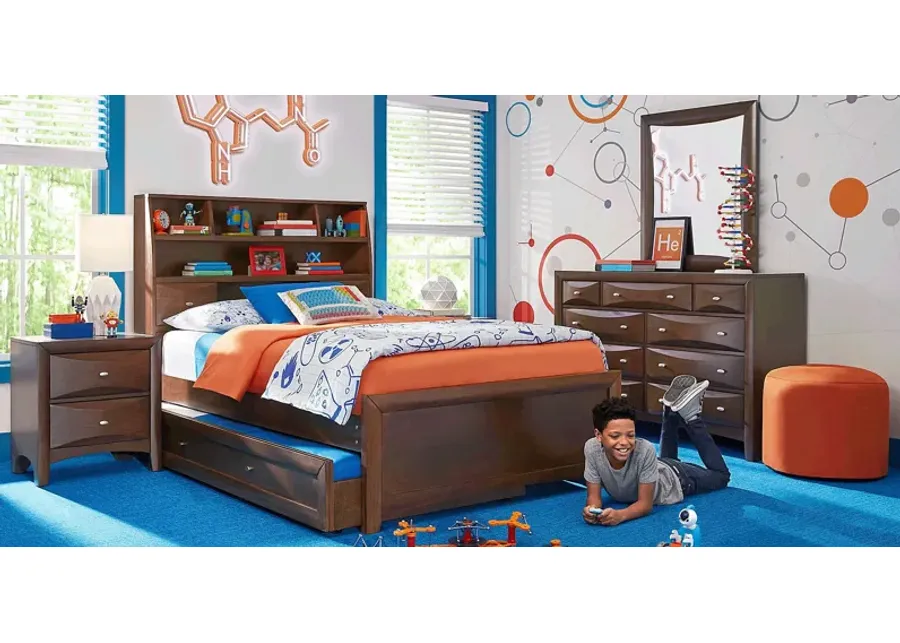 Kids Ivy League 2.0 Walnut Twin Bookcase Bedroom