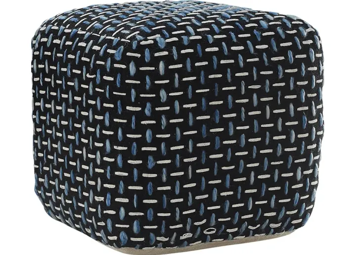Abanela Blue Pouf-Blue