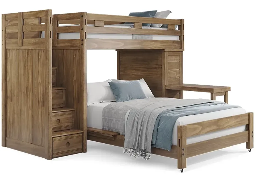 Kids Creekside 2.0 Chestnut Twin/Full Step Loft with Loft Chest and Desk Attachment-100.63