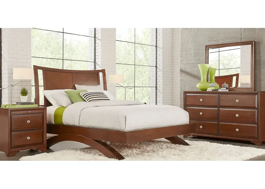Belcourt Brown Cherry 5 Pc Queen Curved Sleigh Arch Bedroom