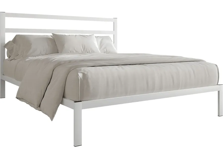 Mazefruit White Queen Bed-White