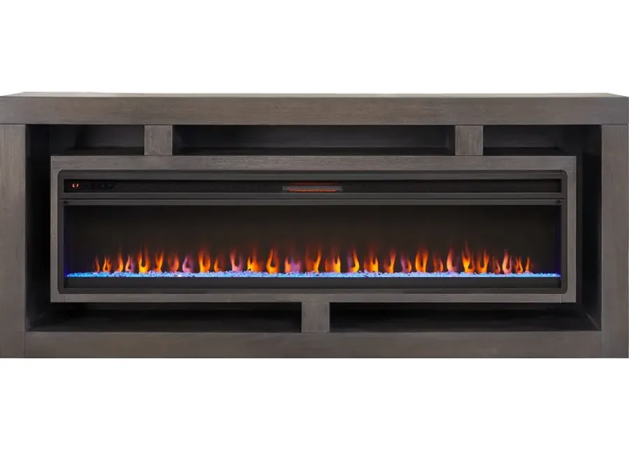 Brookland Park Black 91 in. Console with Electric Fireplace-91