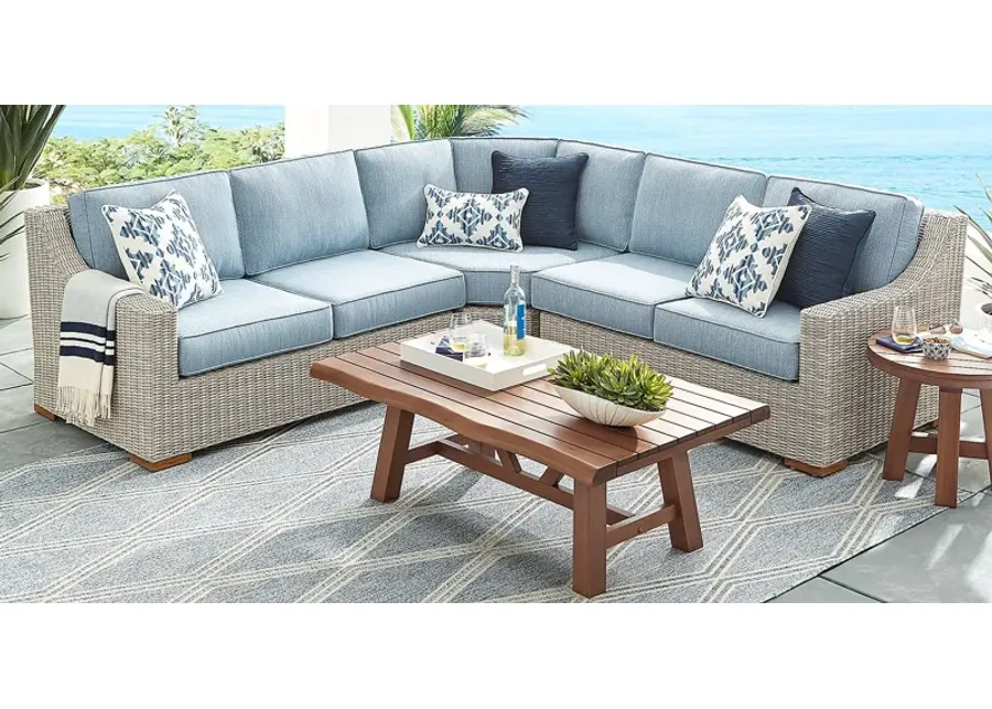 Patmos Gray 3 Pc Outdoor Sectional with Steel Cushions-100.85