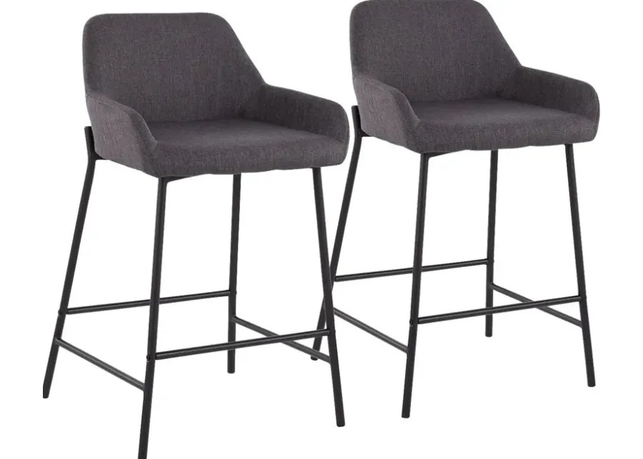 Rimcrest II Charcoal Counter Height Stool Set of 2-Charcoal