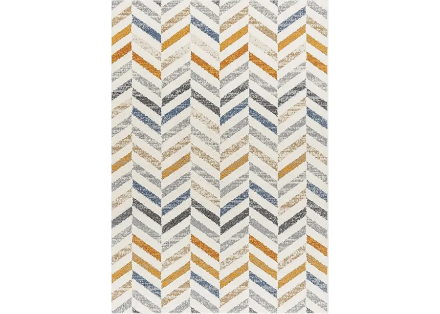 Kisuna Multi 5'3 x 7' Area Rug-Cream, Burnt Orange, Gray, Beige, Blue