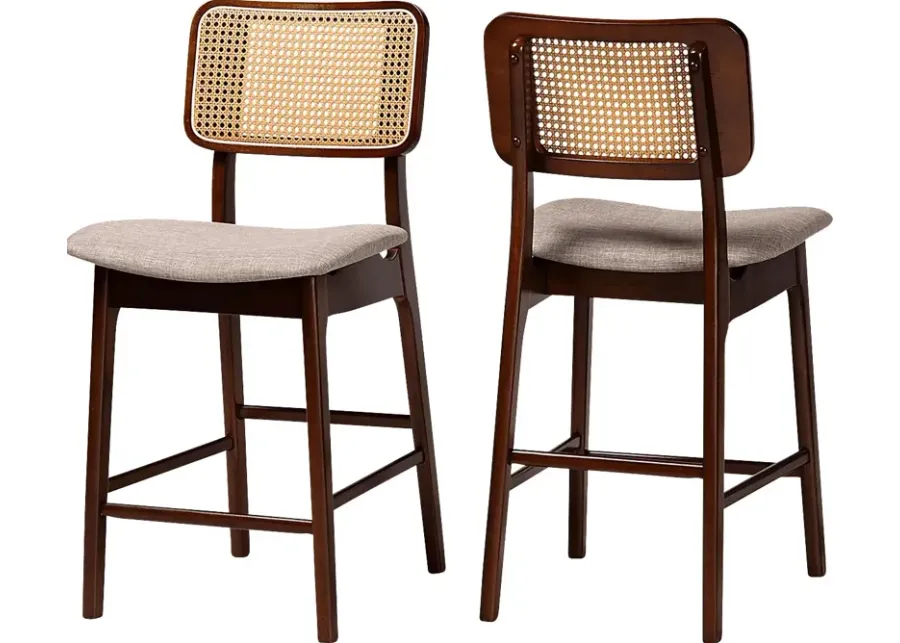 Ballardvale Walnut Brown Counter Stool, Set of 2-Walnut Brown