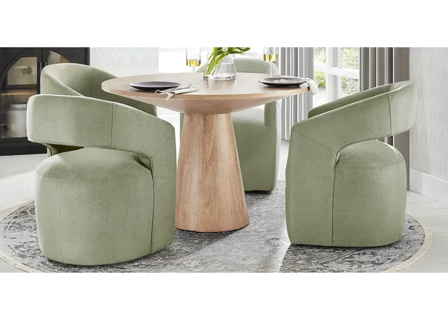 Kendall Natural 5 Pc 48" Round Dining Room with Sage Cascade Park Arm Chairs