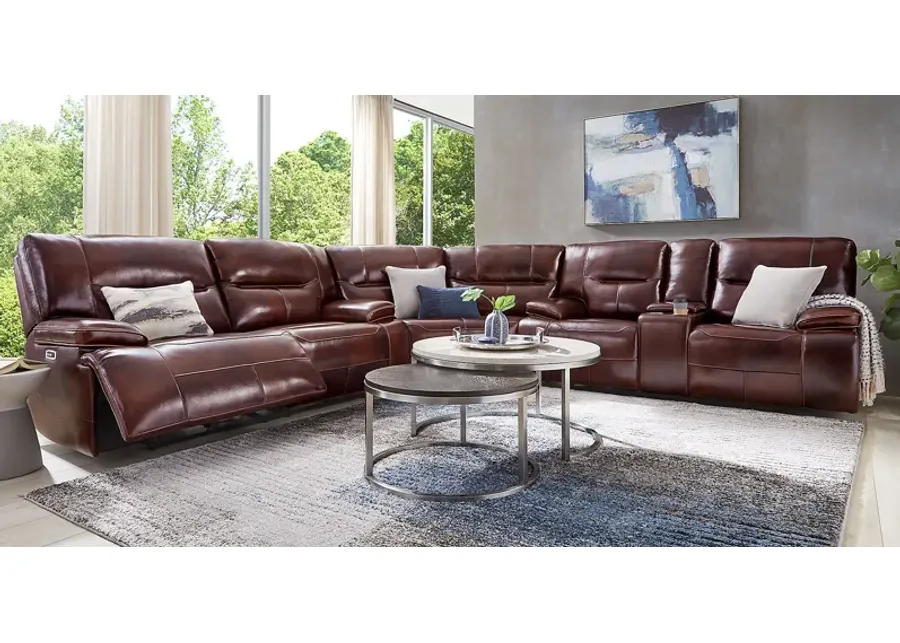 Caletta Way Merlot Leather 3 Pc Dual Power Reclining Sectional-143