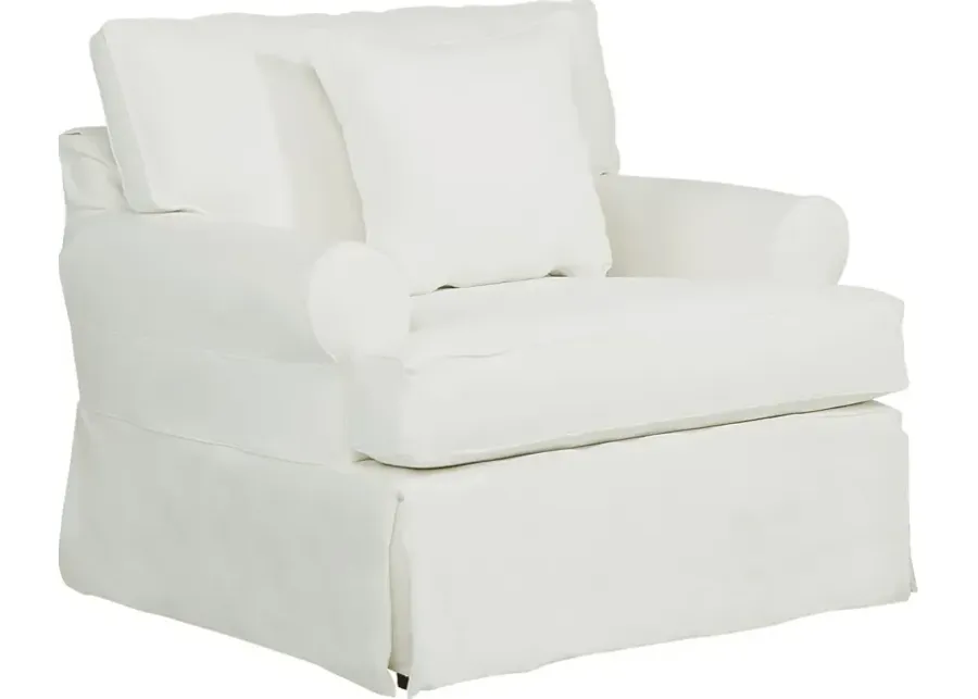 Beachside Walk White Denim Slipcover Chair-45