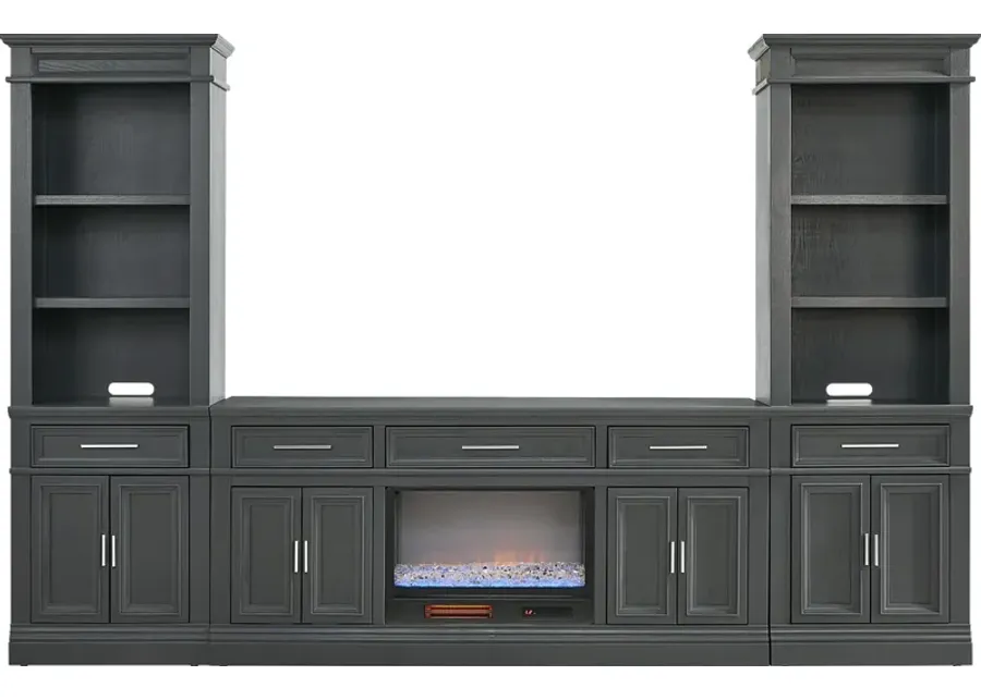 Stephenson Dark Gray 4 Pc Wall Unit with 70 in. Console and Electric Fireplace-124.5