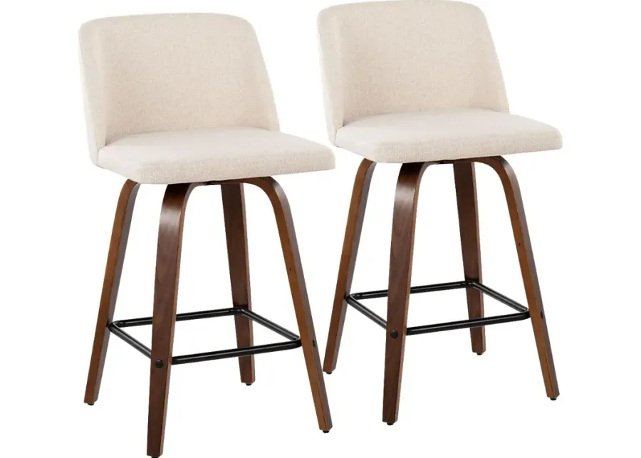 Clyo III Cream Counter Stool Set of 2-Cream