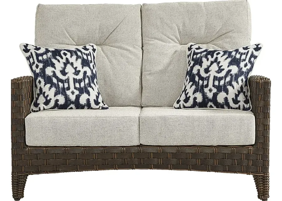 Mantra Brown Outdoor Loveseat with Ash Cushions-54.3