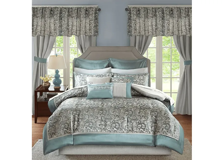 Maitha Teal 24 Pc Queen Room in a Bag-Teal