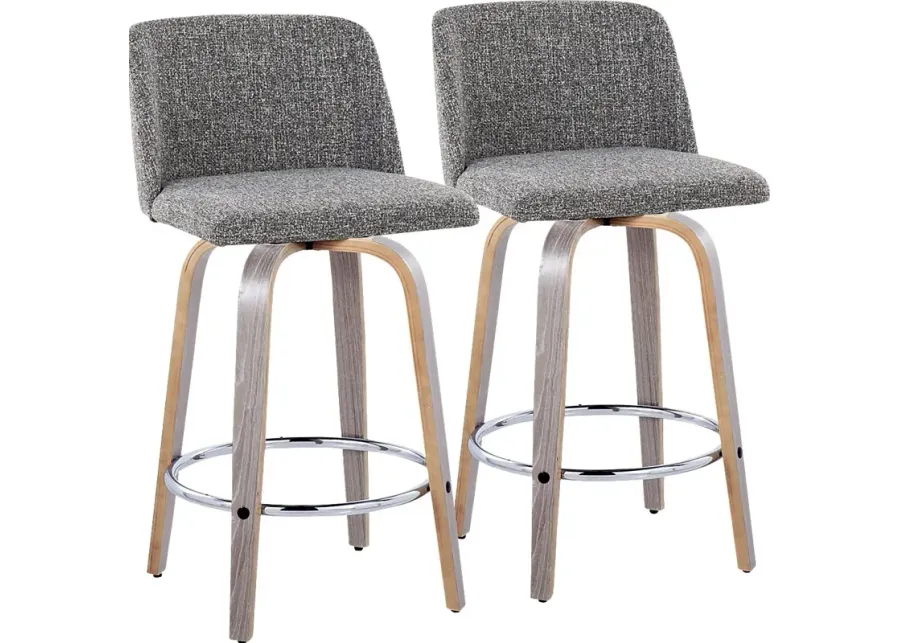 Wymering IV Gray Swivel Counter Height Stool, Set of 2-Gray