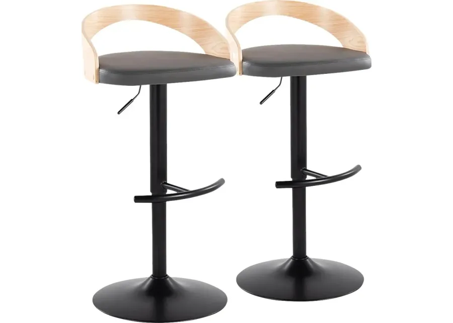 Zykan XVII Gray Adjustable Barstool, Set of 2-Gray