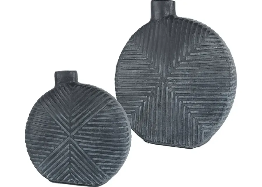 Zarek Black Vase, Set of 2-Black
