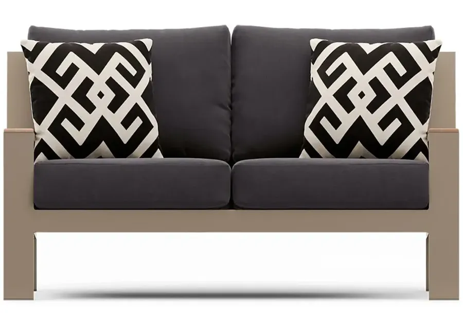 Solana Taupe Outdoor Loveseat with Charcoal Cushions-58.27 1 37311-solana-taupe-outdoor-loveseat-with-charcoal-cushions-58-27-1.webp